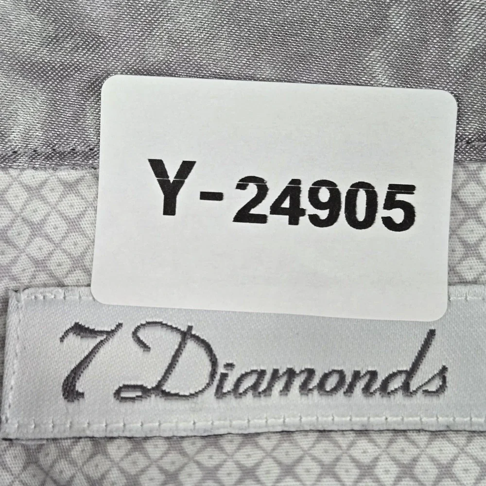 7 Diamonds‎ Men Button Up Shirt XXL Gray Geometric Long Sleeve